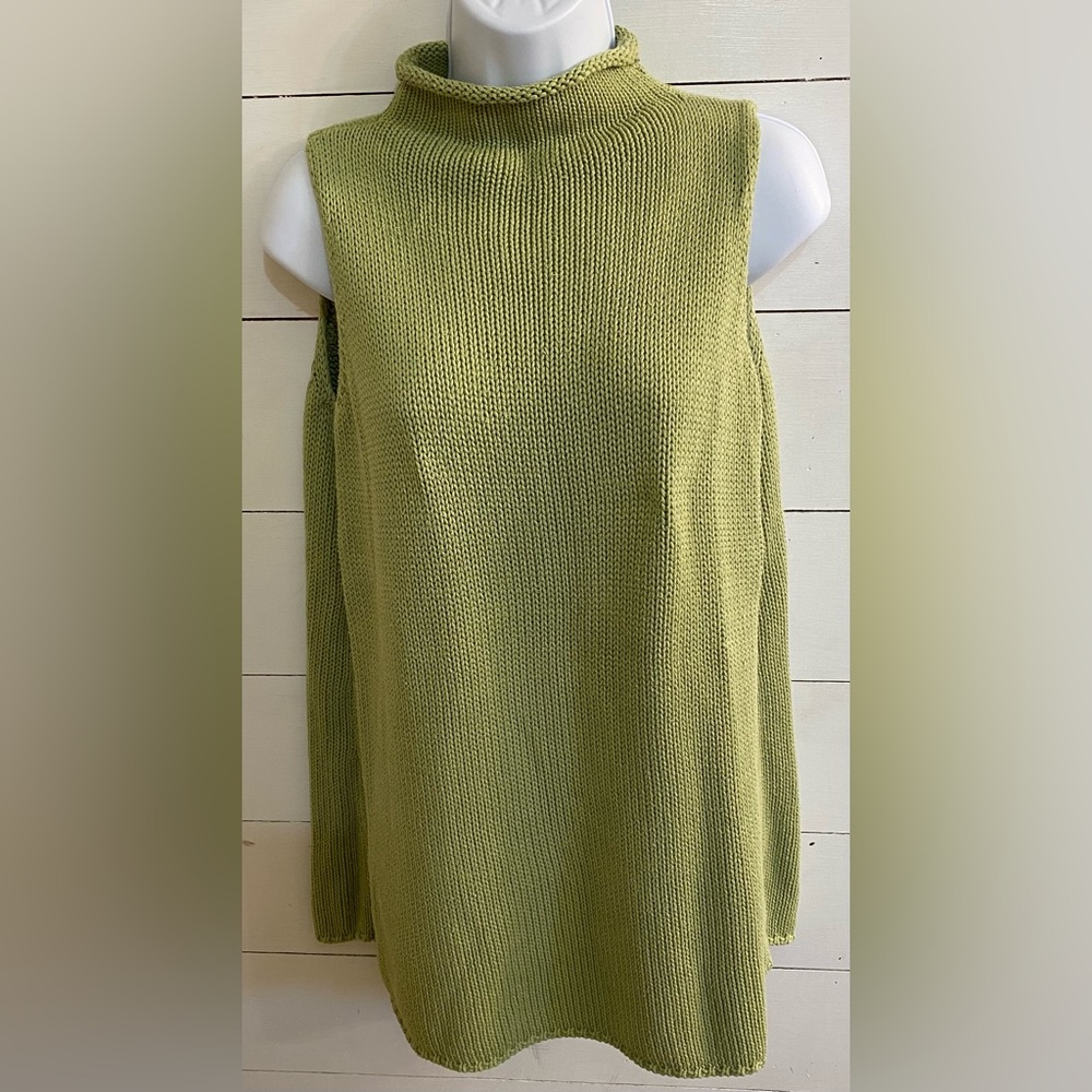 Vintage In Due Time Maternity Sz M Sage Green Chunky‎ Knit Sleeveless Sweater